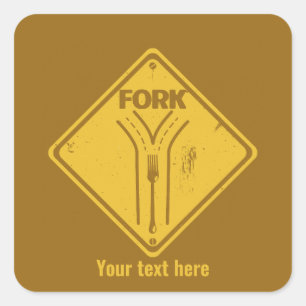 Fork in the road funny traffic sign square sticker