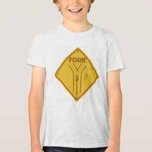 Fork in the road funny traffic sign Tri-Blend shirt
