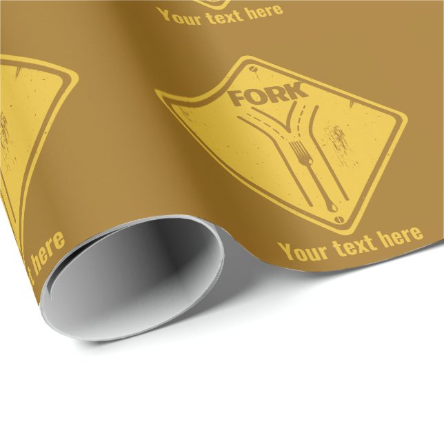 Fork in the road funny traffic sign wrapping paper (Roll Corner)