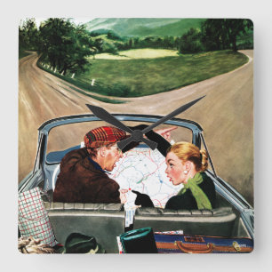 Fork in the Road Square Wall Clock