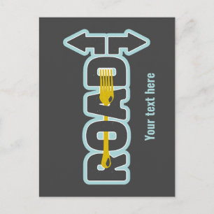 Fork in the road typographic text art postcard