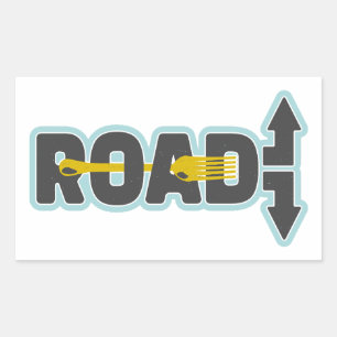 Fork in the road typographic text art rectangular sticker