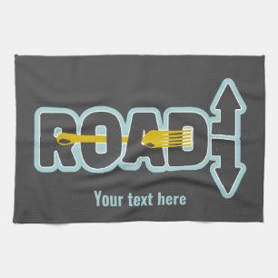 Fork in the road typographic text art tea towel