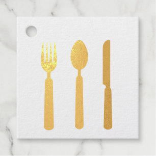 Fork, Knife and Spoon Gold Foil Favour Tags
