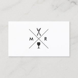 FORK & KNIFE LOGO MONOGRAM on WHITE Business Card