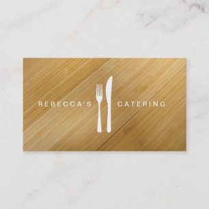 FORK & KNIFE LOGO on BAMBOO WOOD Business Card