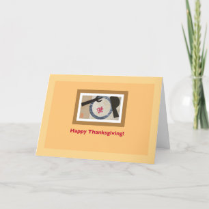 Fork Knife Plate Cranberries Humourous Thanksgivin Card