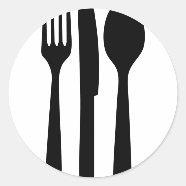 fork knife spoon icon classic round sticker (Front)