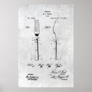 Fork Patent Print 1883 Poster