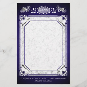 Fork pine cones Christmas holiday menu stationery