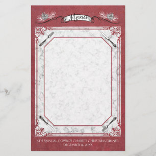 Fork pine cones Christmas holiday menu stationery