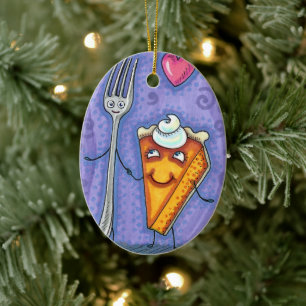 FORK & PUMPKIN PIE, MADE FOR EACH OTHER, ROMANCE CERAMIC TREE DECORATION