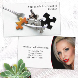 Fork Puzzle Pieces Custom Photo Heath Professional Business Card