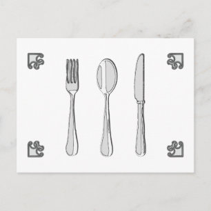 Fork, Spoon, and Knife Holiday Postcard
