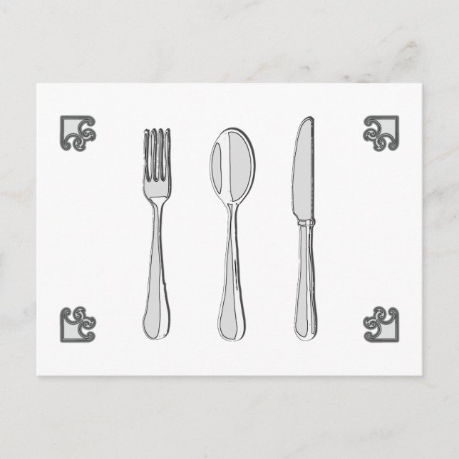 Fork, Spoon, and Knife Holiday Postcard (Front)