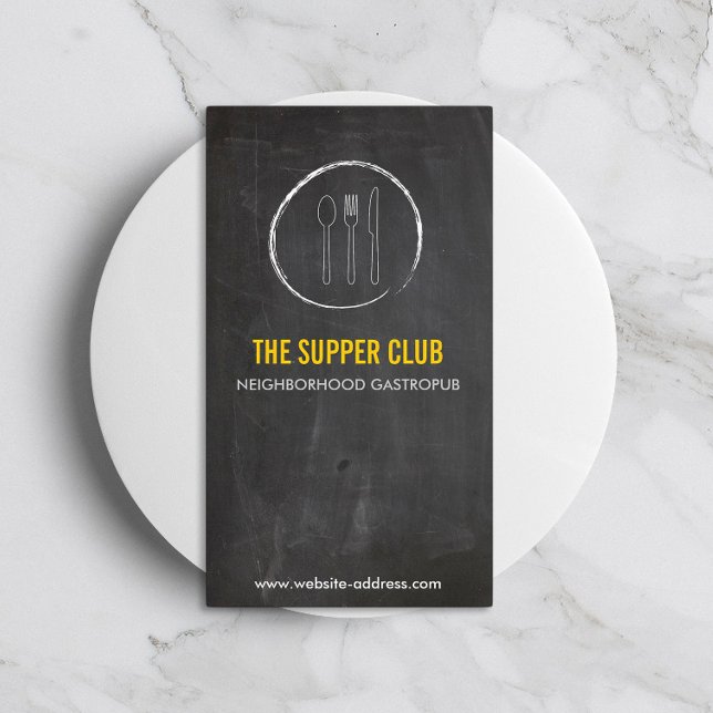 FORK SPOON KNIFE CHALKBOARD LOGO 2 for Restaurant Business Card (Creator Uploaded)