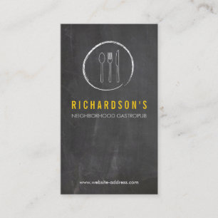 FORK SPOON KNIFE CHALKBOARD LOGO 3 for Restaurant Business Card