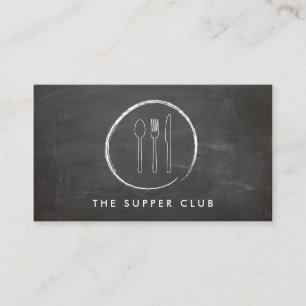 FORK SPOON KNIFE CHALKBOARD LOGO for Restaurant Business Card