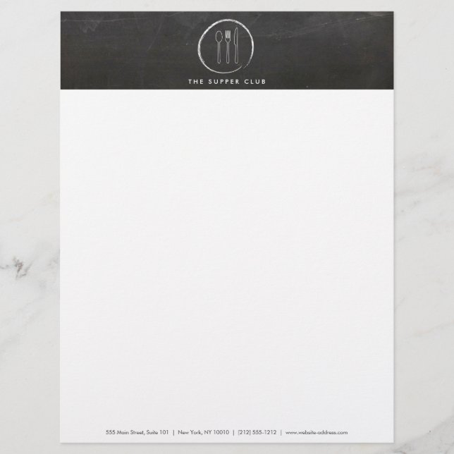 FORK SPOON KNIFE CHALKBOARD LOGO for Restaurant Letterhead (Front)