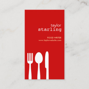 FORK SPOON KNIFE in RED Business Card