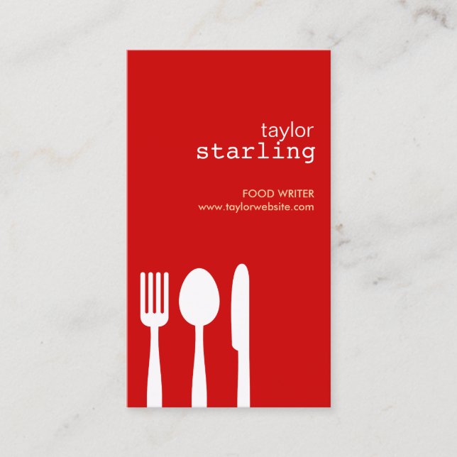 FORK SPOON KNIFE in RED Business Card (Front)