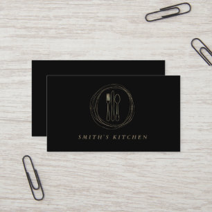 Fork Spoon Knife Logo Kitchen for Bakery, Catering Business Card