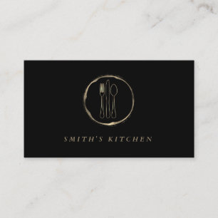 Fork Spoon Knife Logo Kitchen for Bakery, Catering Business Card