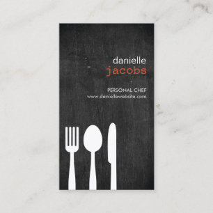 FORK SPOON KNIFE on WOODGRAIN Business Card
