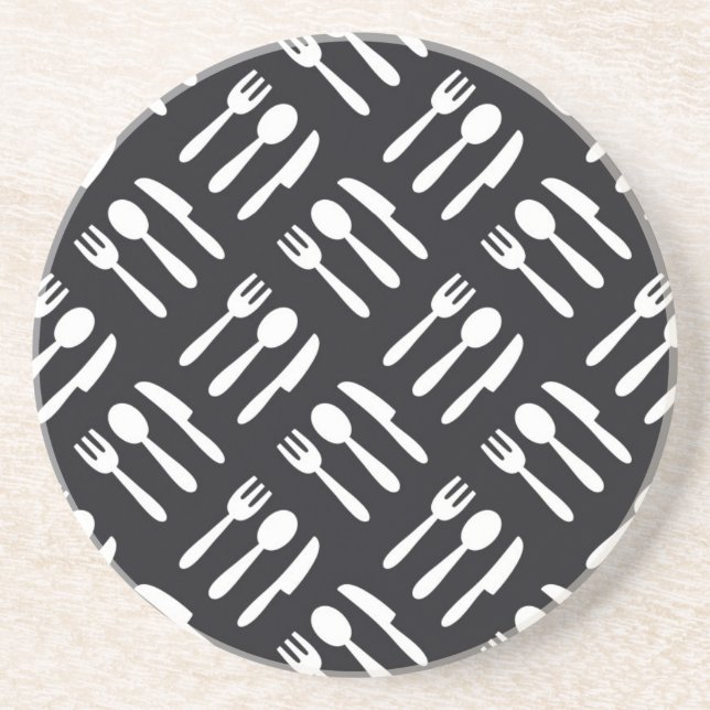 Fork spoon knife pattern coaster (Front)