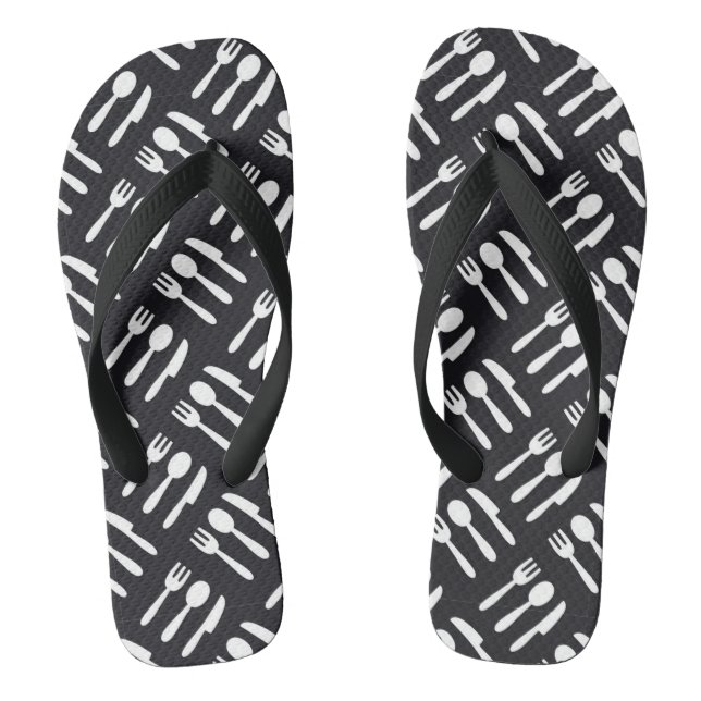 Fork spoon knife pattern flip flops (Footbed)