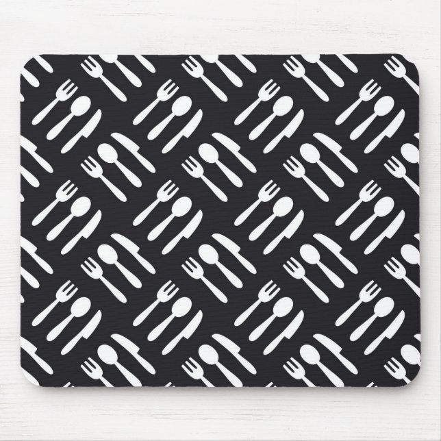 Fork spoon knife pattern mouse mat (Front)