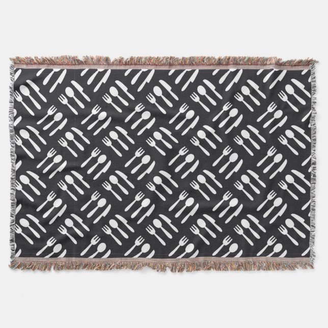 Fork spoon knife pattern throw blanket (Front)