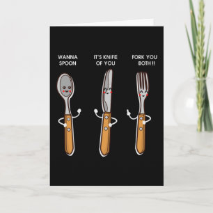 Fork Spoon Knife What Color Is My Shirt funny Food Card