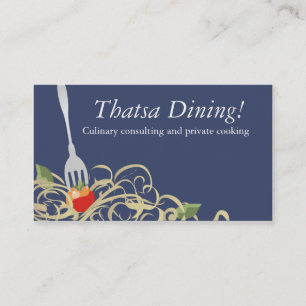 fork stuck tomato spaghetti catering b, Thatsa ... Business Card