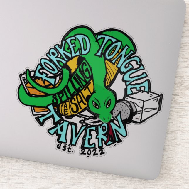 Forked Tongue Tavern Custom Cut Vinyl Sticker (Detail)