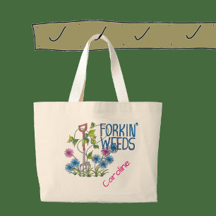 Forkin' Weeds (no background) Large Tote Bag