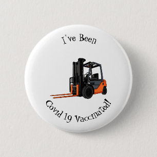 Forklift cartoon illustration 6 cm round badge