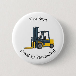 Forklift cartoon illustration 6 cm round badge