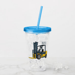 Forklift cartoon illustration acrylic tumbler