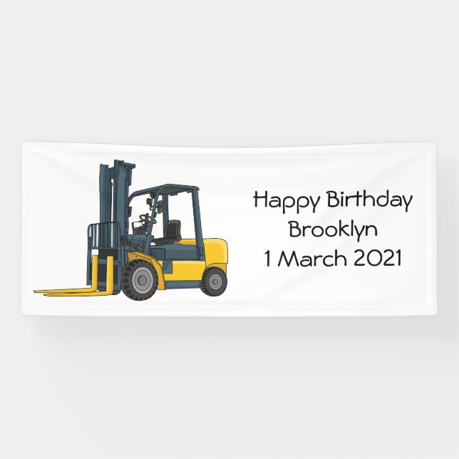 Forklift cartoon illustration banner (Horizontal)