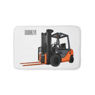 Forklift cartoon illustration bath mat