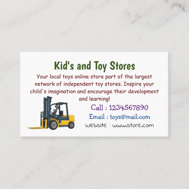Forklift cartoon illustration business card (Front)