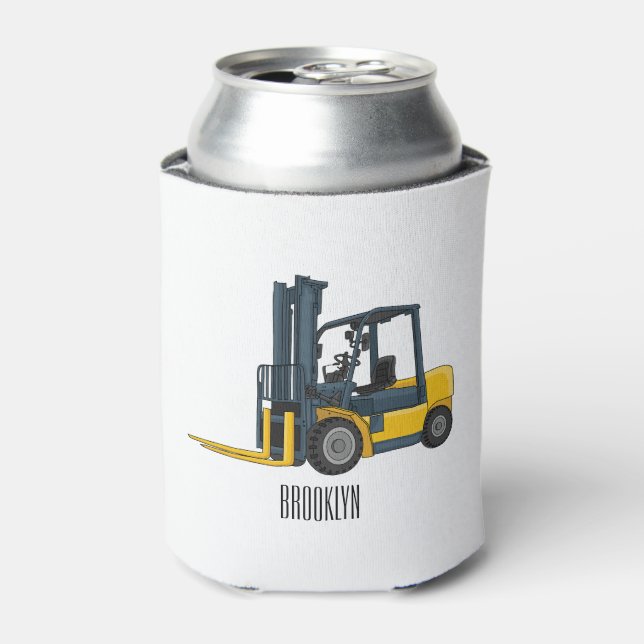 Forklift cartoon illustration can cooler (Can Front)