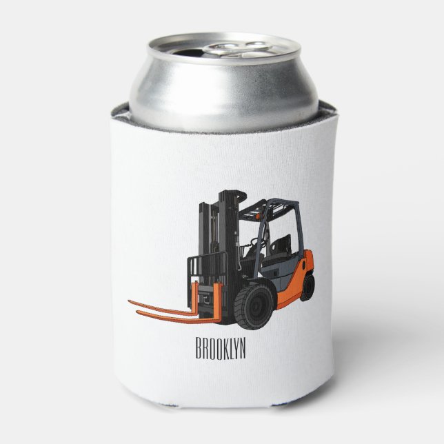 Forklift cartoon illustration can cooler (Can Front)