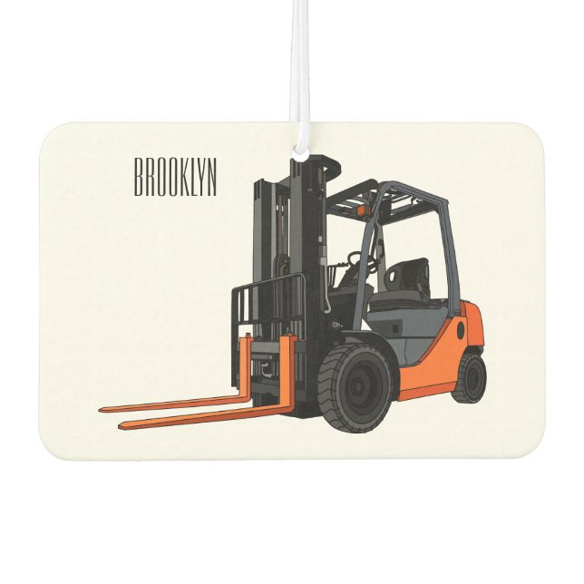 Forklift cartoon illustration car air freshener (Front)