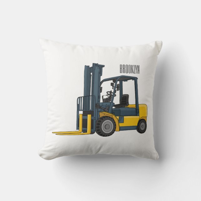 Forklift cartoon illustration cushion (Front)