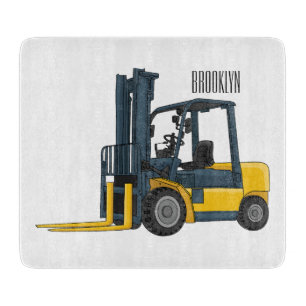 Forklift cartoon illustration cutting board