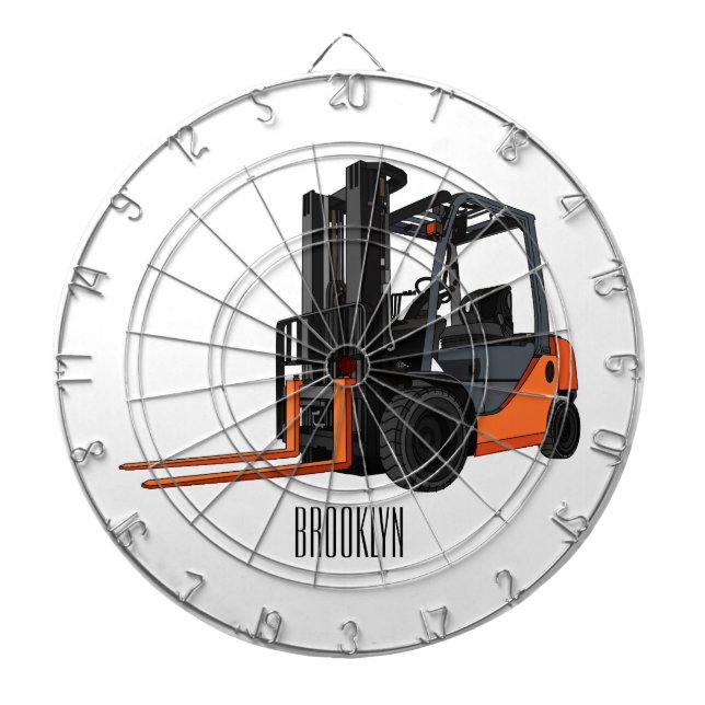 Forklift cartoon illustration dartboard (Front)