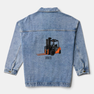 Forklift cartoon illustration denim jacket