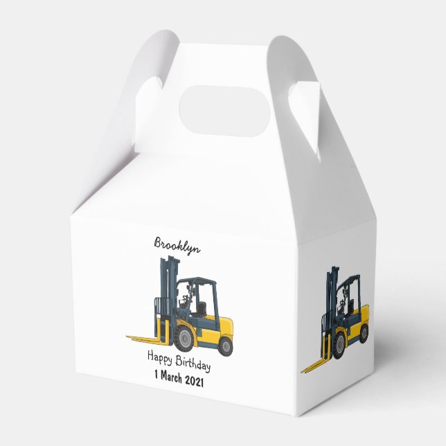Forklift cartoon illustration favour box (Front Side)